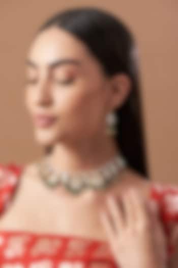 Gold Finish Kundan Polki Choker Necklace Set by Kreart at Pernia's Pop Up Shop