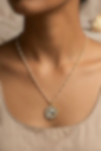 Gold Finish Kundan Polki & Pearl Pendant Necklace by Kreart at Pernia's Pop Up Shop