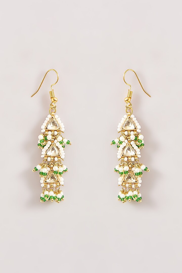 Gold Finish Kundan Polki & Pearl Beaded Necklace Set by Kreart at Pernia's Pop Up Shop