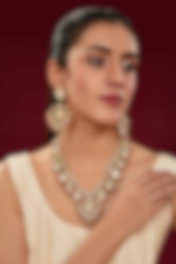 Gold Finish Kundan Polki & Coral Beaded Necklace Set by Kreart at Pernia's Pop Up Shop