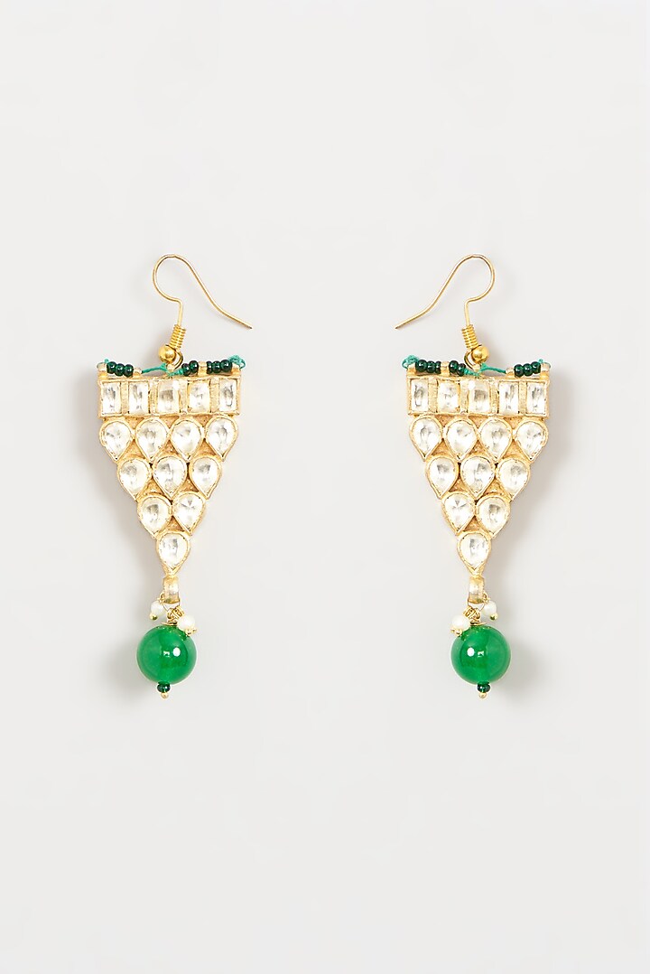 Gold Finish Green Beaded Necklace Set by Kreart at Pernia's Pop Up Shop