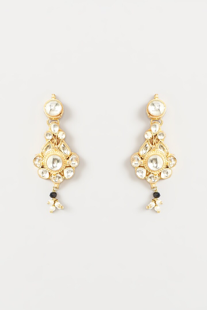 Gold Finish Kundan Polki & Black Beaded Necklace Set by Kreart at Pernia's Pop Up Shop