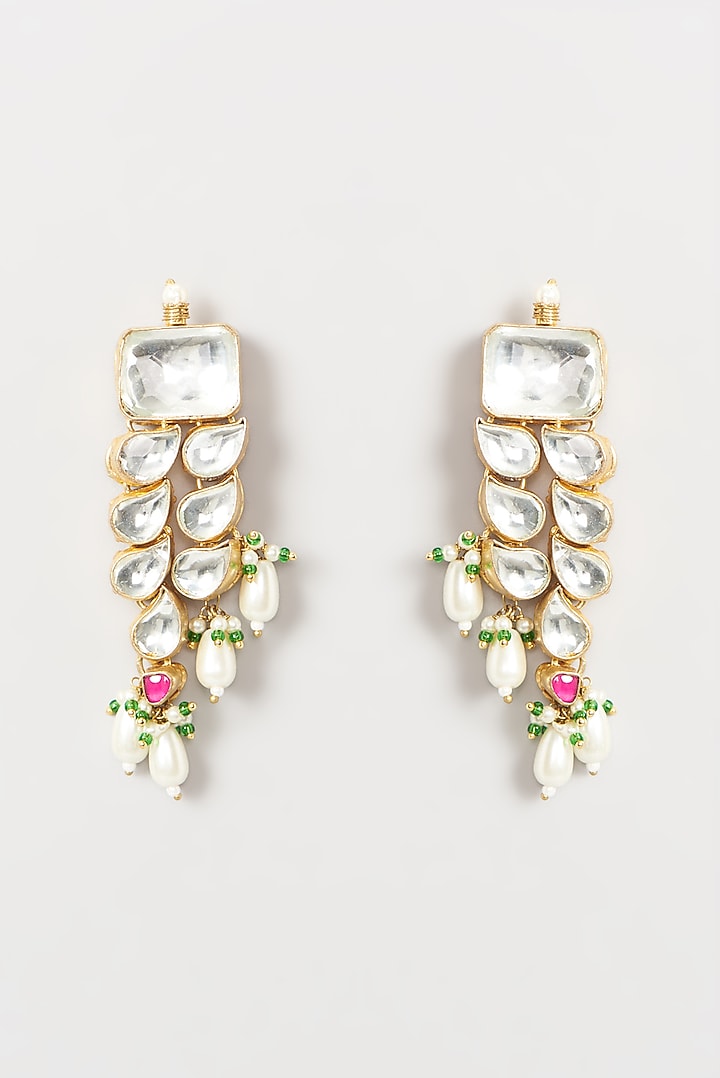 Gold Finish Multi-Colored Kundan Necklace Set by Kreart at Pernia's Pop Up Shop