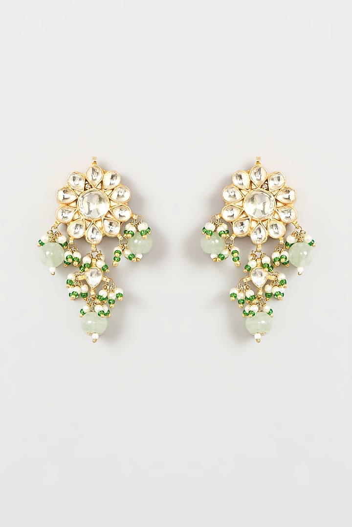 Gold Finish Green Beaded Choker Necklace Set by Kreart at Pernia's Pop Up Shop