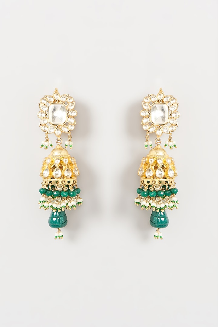 Gold Finish Green Beaded Necklace Set by Kreart at Pernia's Pop Up Shop