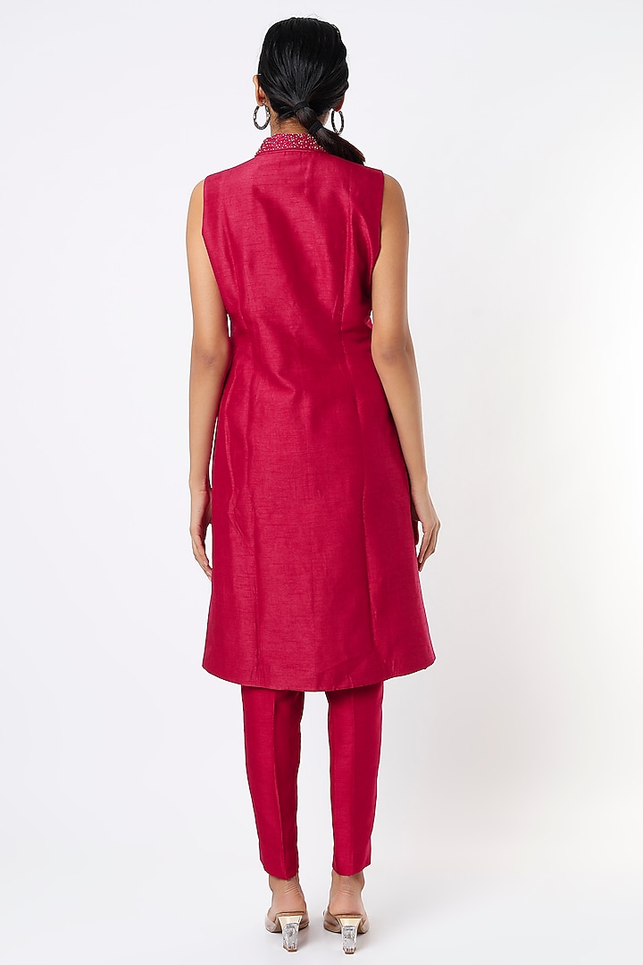 Red Embellished Blazer Kurta Set by KRESSA at Pernia's Pop Up Shop