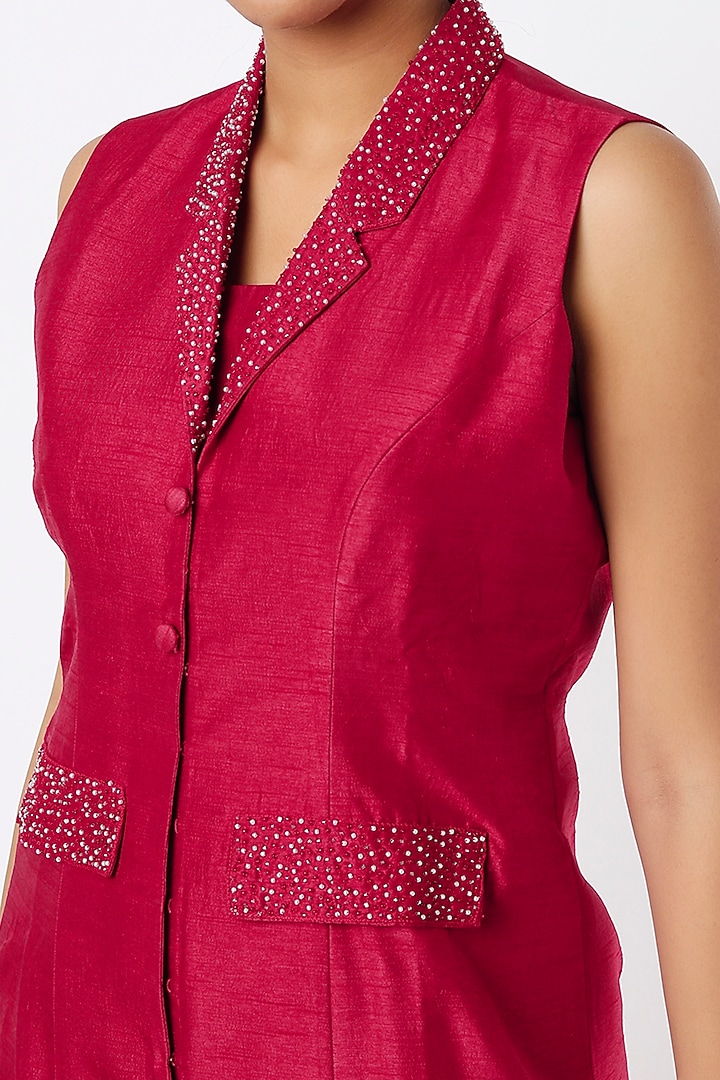Red Embellished Blazer Kurta Set by KRESSA at Pernia's Pop Up Shop
