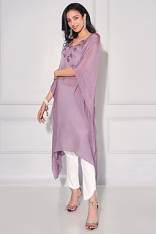 Iris Purple Crepe Kaftan Set by KRESSA