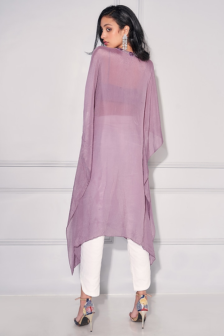 Iris Purple Crepe Kaftan Set by KRESSA at Pernia's Pop Up Shop