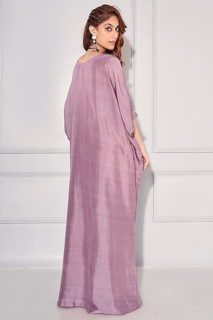 Iris Purple Dupion Silk Embroidered Kaftan by KRESSA at Pernia's Pop Up Shop