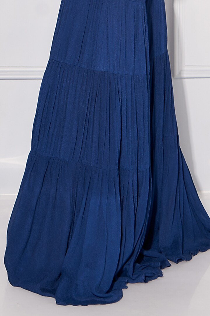 Midnight Blue Crepe Georgette Party Wear Sharara Set by KRESSA at Pernia's Pop Up Shop