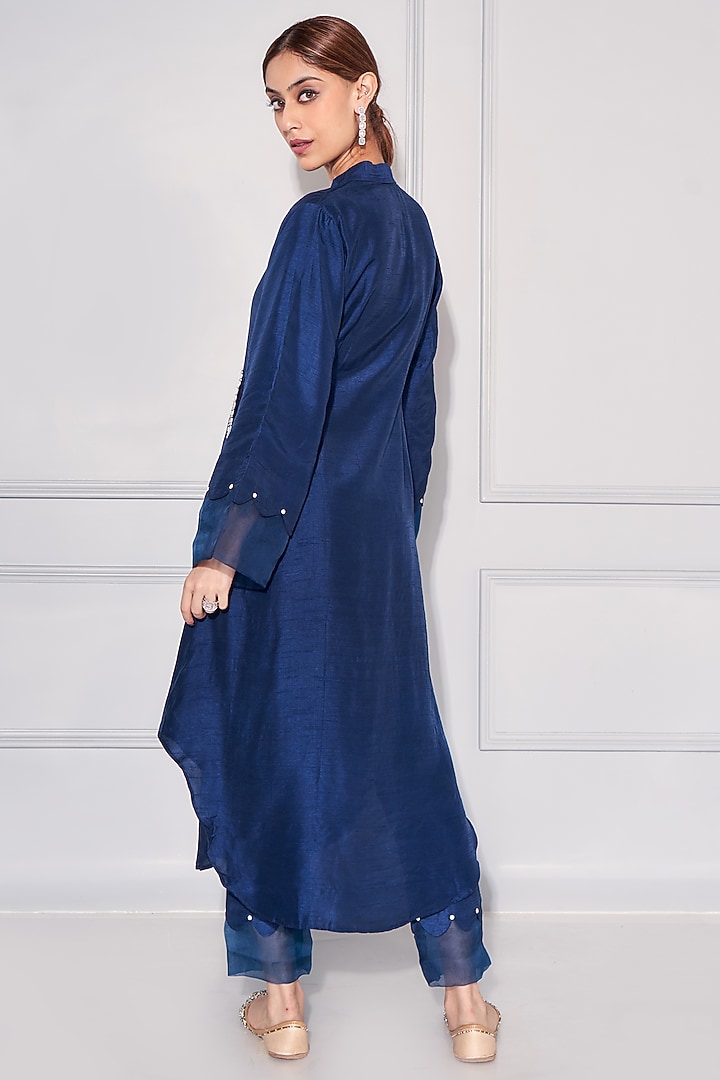 Midnight Blue Embellished Kurta Set by KRESSA at Pernia's Pop Up Shop