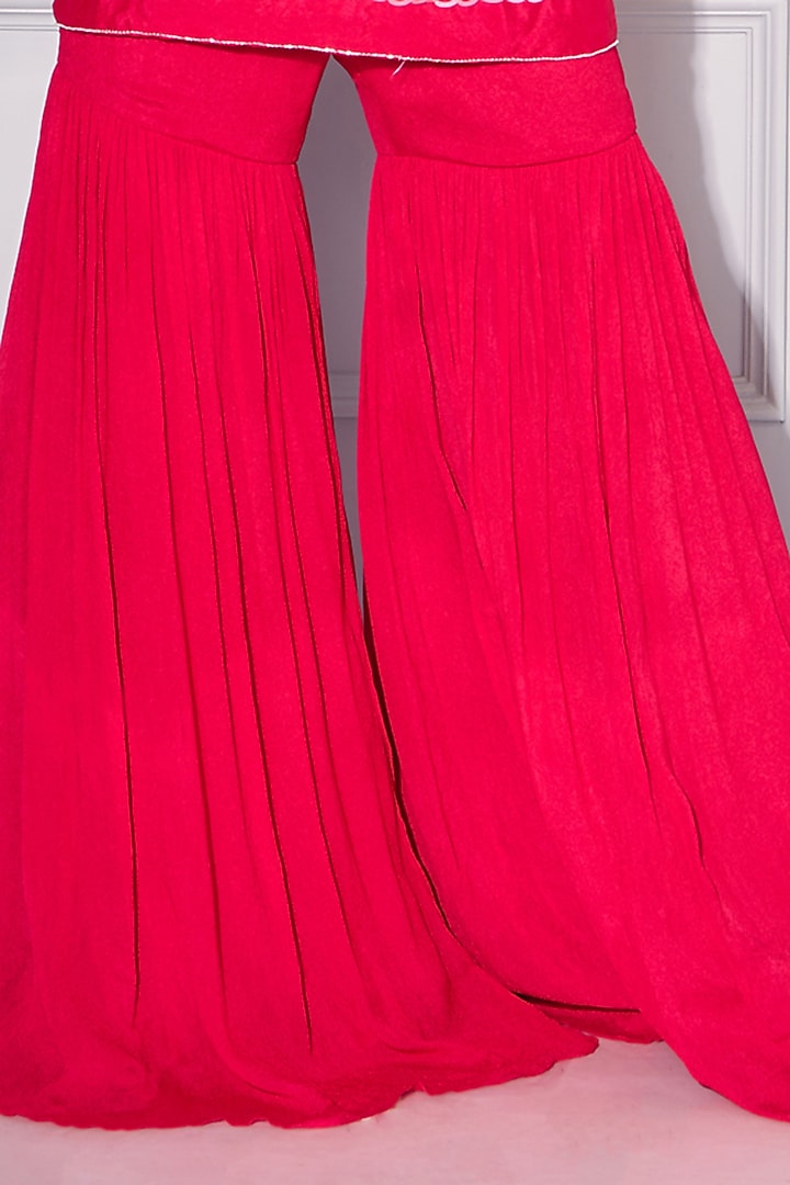 Carmine Red Crepe Georgette Party Wear Sharara Set by KRESSA at Pernia's Pop Up Shop