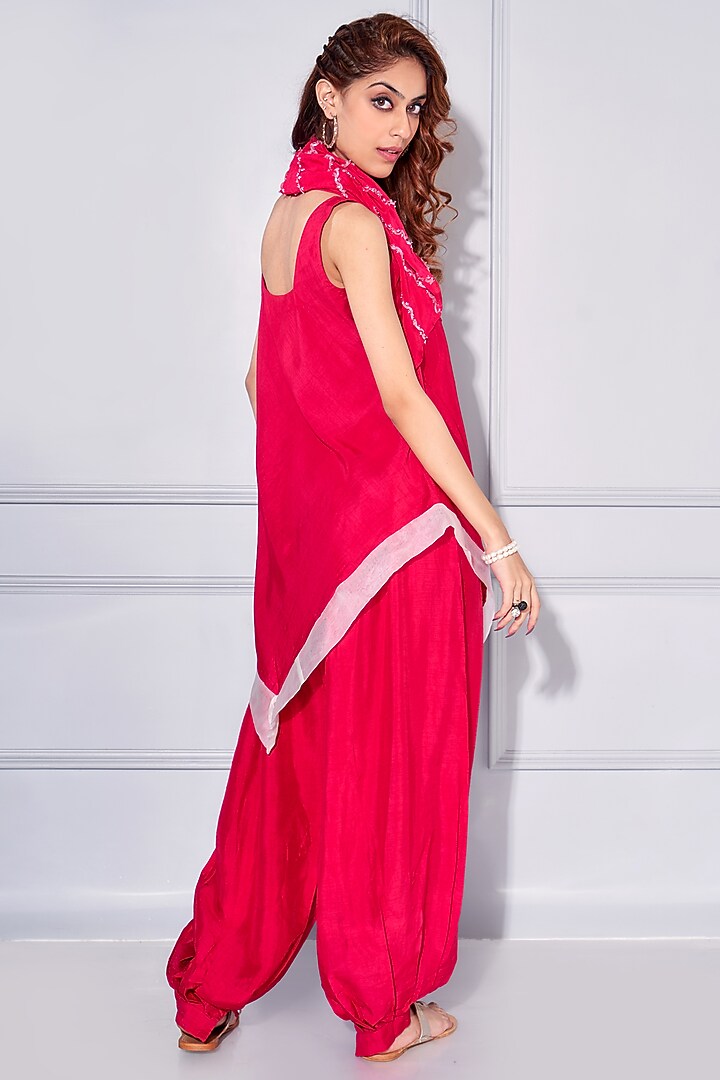 Carmine Red Dupion Silk Kurta Set by KRESSA at Pernia's Pop Up Shop