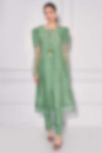 Sage Green Embellished Kurta Set by KRESSA at Pernia's Pop Up Shop