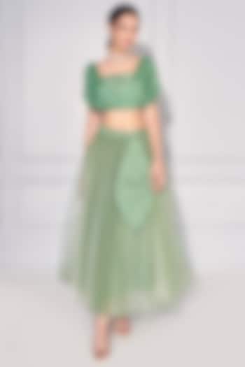 Sage Green Tulle Skirt Set by KRESSA