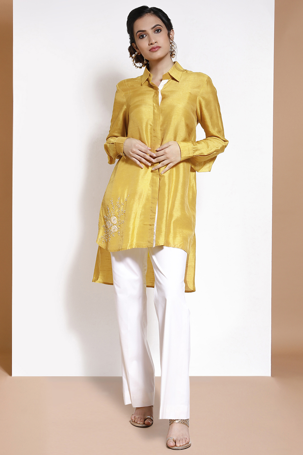 White Bell Bottom Pant Set by KRESSA at Pernia's Pop Up Shop