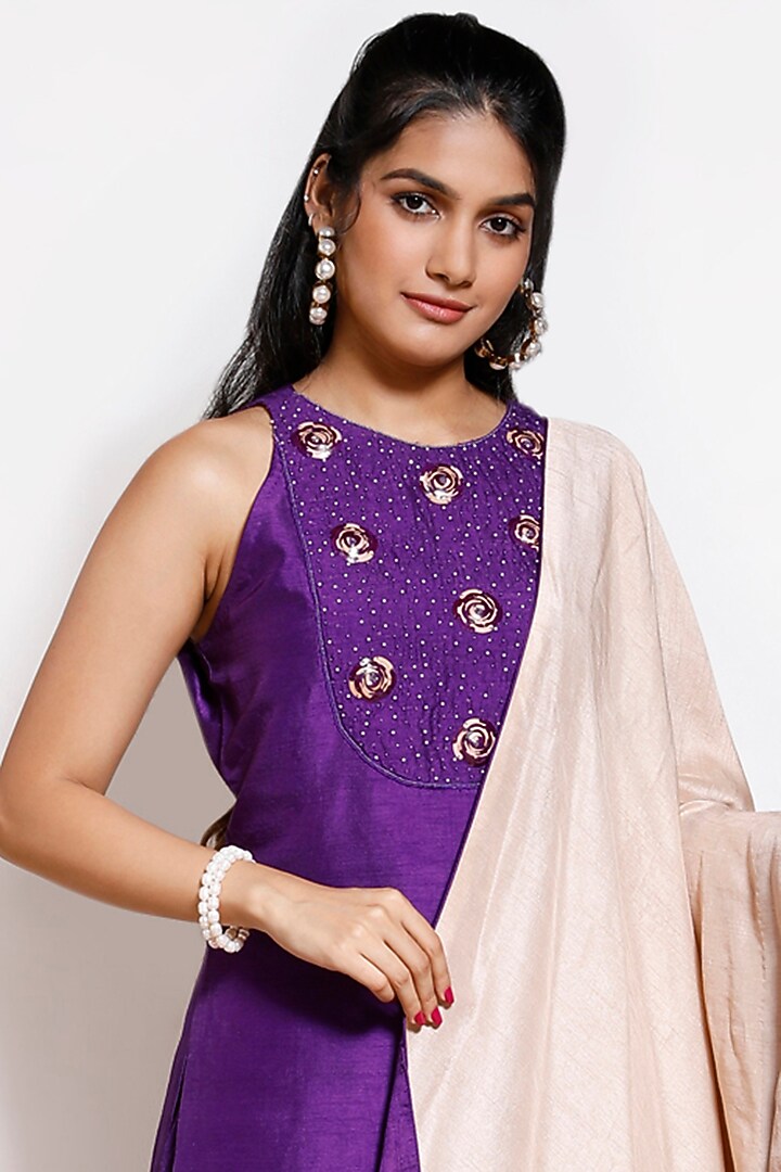 Royal Purple Crushed Lehenga Set by KRESSA at Pernia's Pop Up Shop