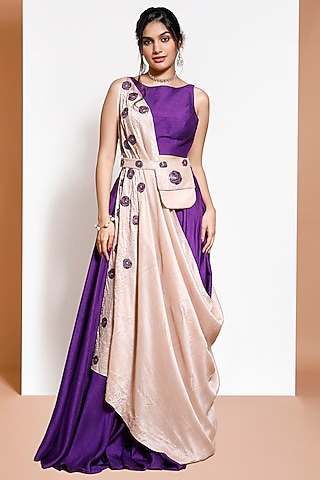 Purple Embroidered Lehenga Set by KRESSA