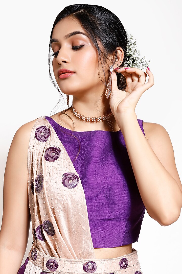 Purple Embroidered Wedding Lehenga Set by KRESSA at Pernia's Pop Up Shop