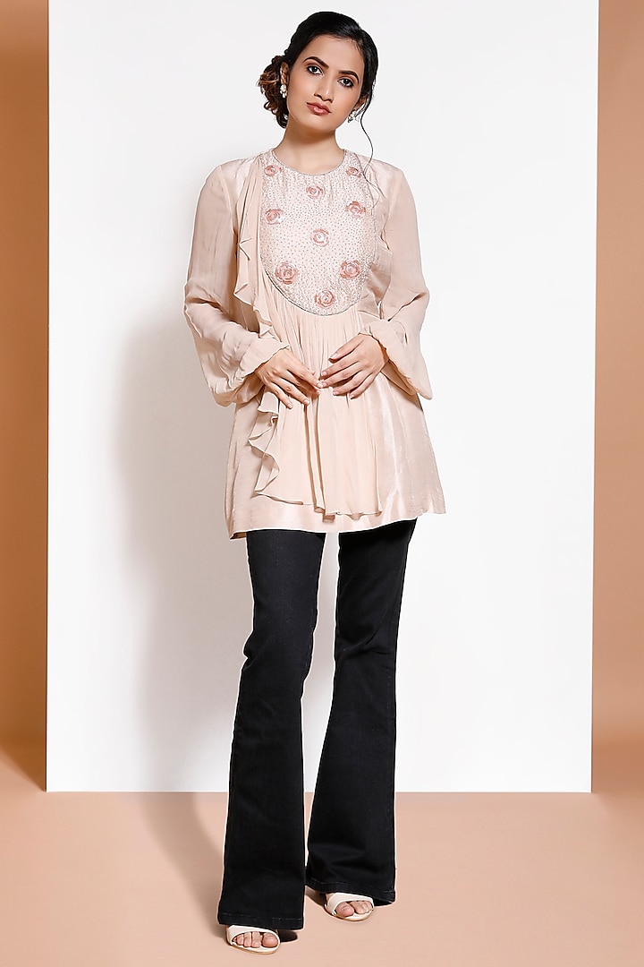 Rose Gold Hand Embroidered Tunic by KRESSA