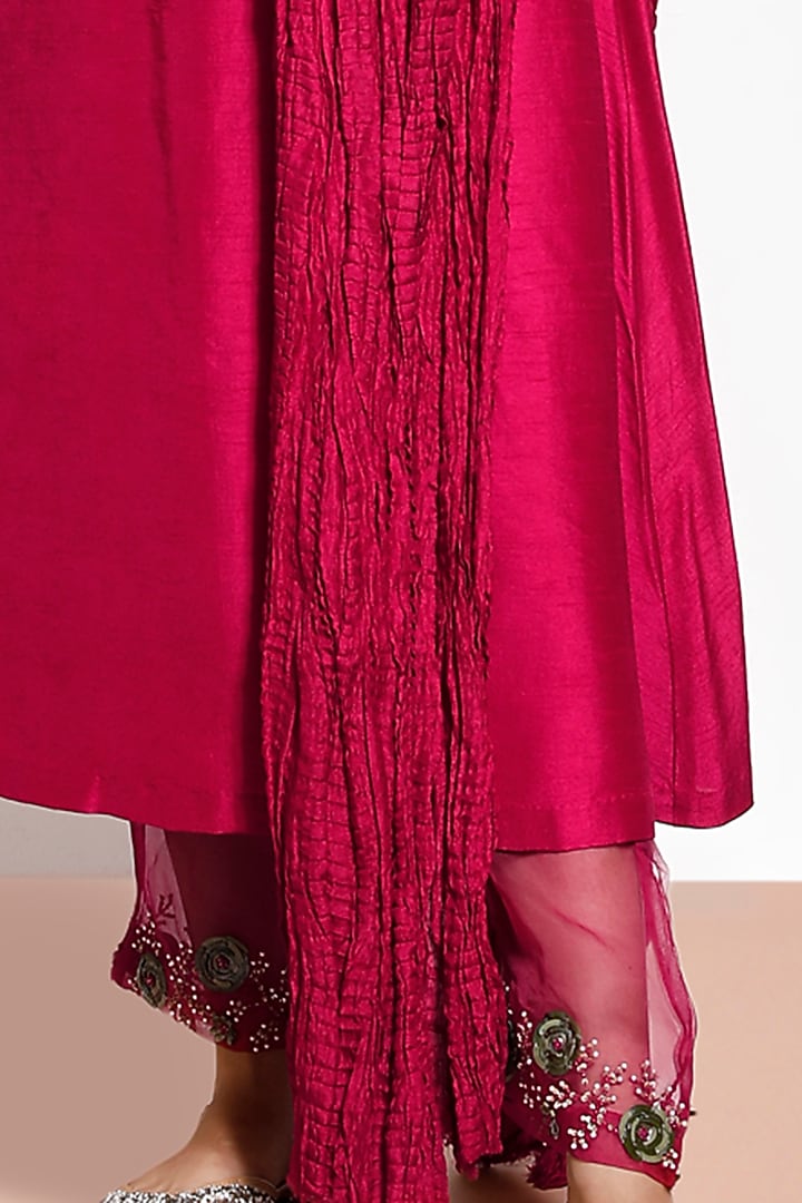 Cherry Red Embellished Kurta Set by KRESSA at Pernia's Pop Up Shop