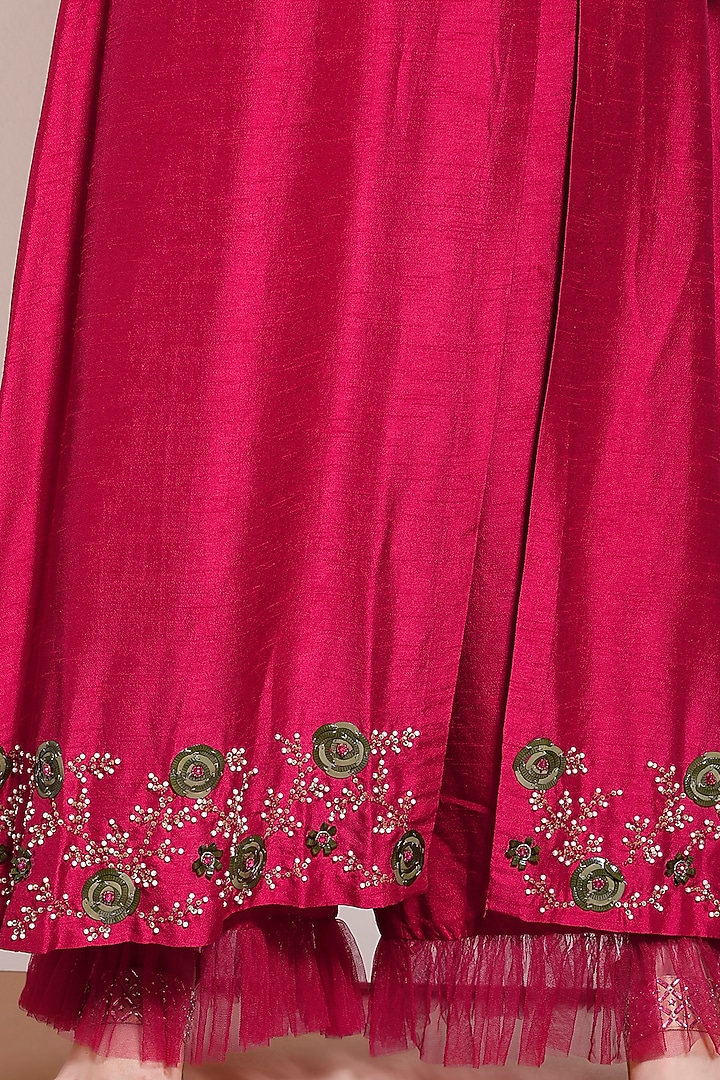 Cherry Red Embroidered A-Line Kurta Set by KRESSA at Pernia's Pop Up Shop