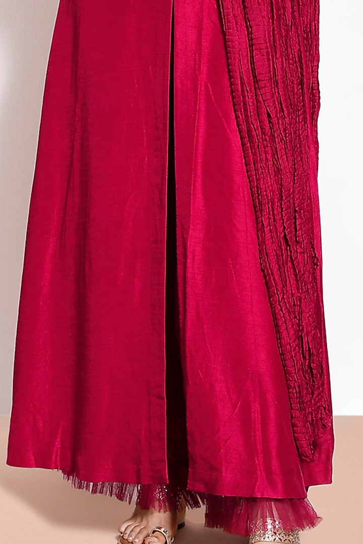 Cherry Red Sherwani Kurta Set by KRESSA at Pernia's Pop Up Shop