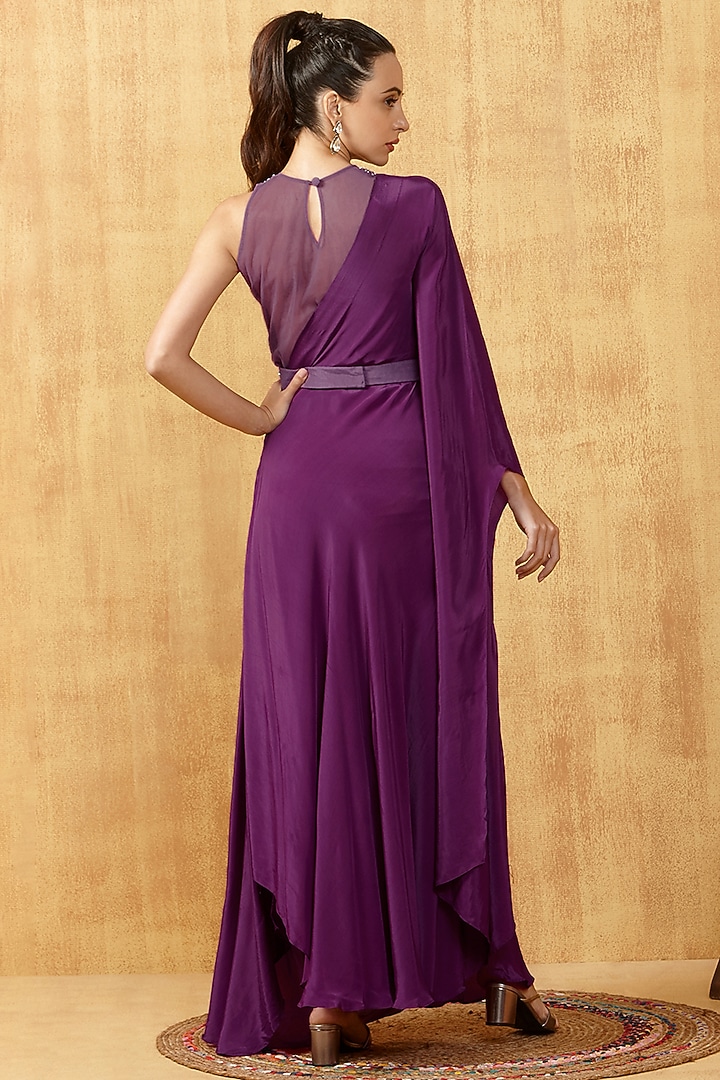 Purple Embellished Cape Summer Dress by KRESSA at Pernia's Pop Up Shop