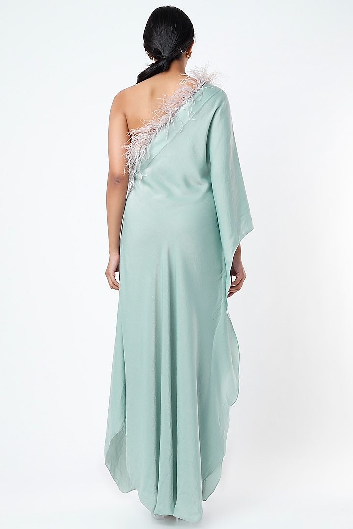 Mint Green Satin Velvet Cape Set by KRESSA at Pernia's Pop Up Shop