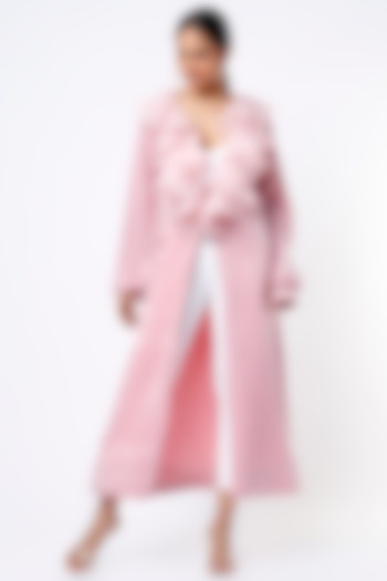 Blush Pink Ruffled Trench Coat by KRESSA at Pernia's Pop Up Shop