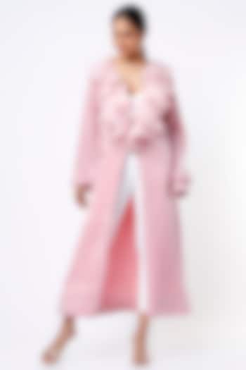 Blush Pink Ruffled Trench Coat by KRESSA