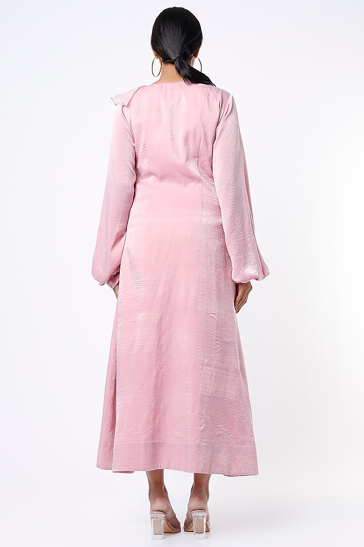 Blush Pink Ruffled Trench Coat by KRESSA at Pernia's Pop Up Shop