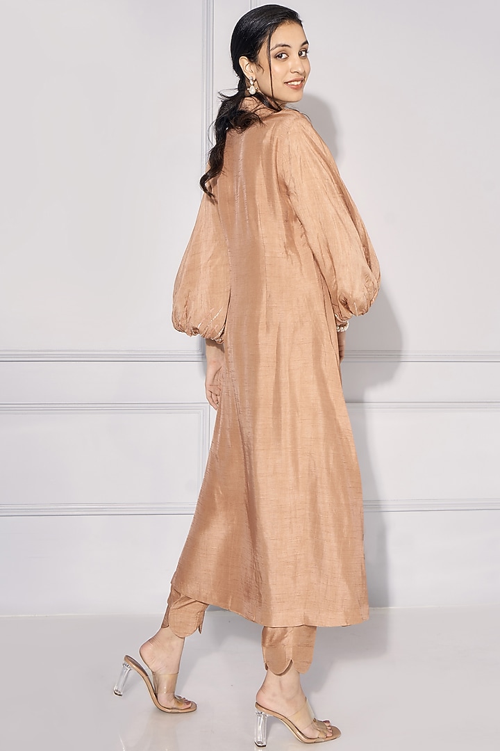 Bronze Embroidered Kurta Set by KRESSA at Pernia's Pop Up Shop