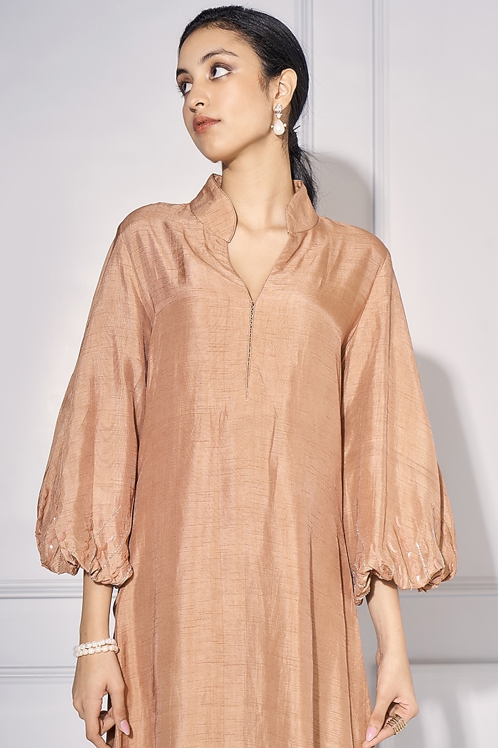 Bronze Embroidered Kurta Set by KRESSA at Pernia's Pop Up Shop