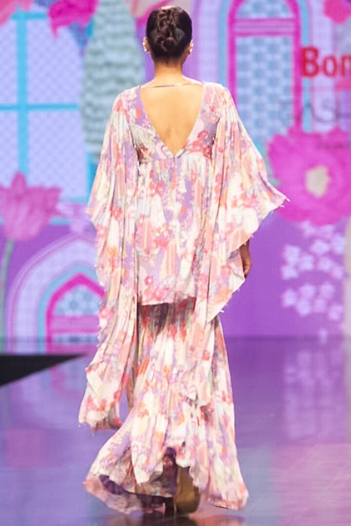 Lavender Georgette Printed Gharara Set by Krisha Sunny Ramani at Pernia's Pop Up Shop