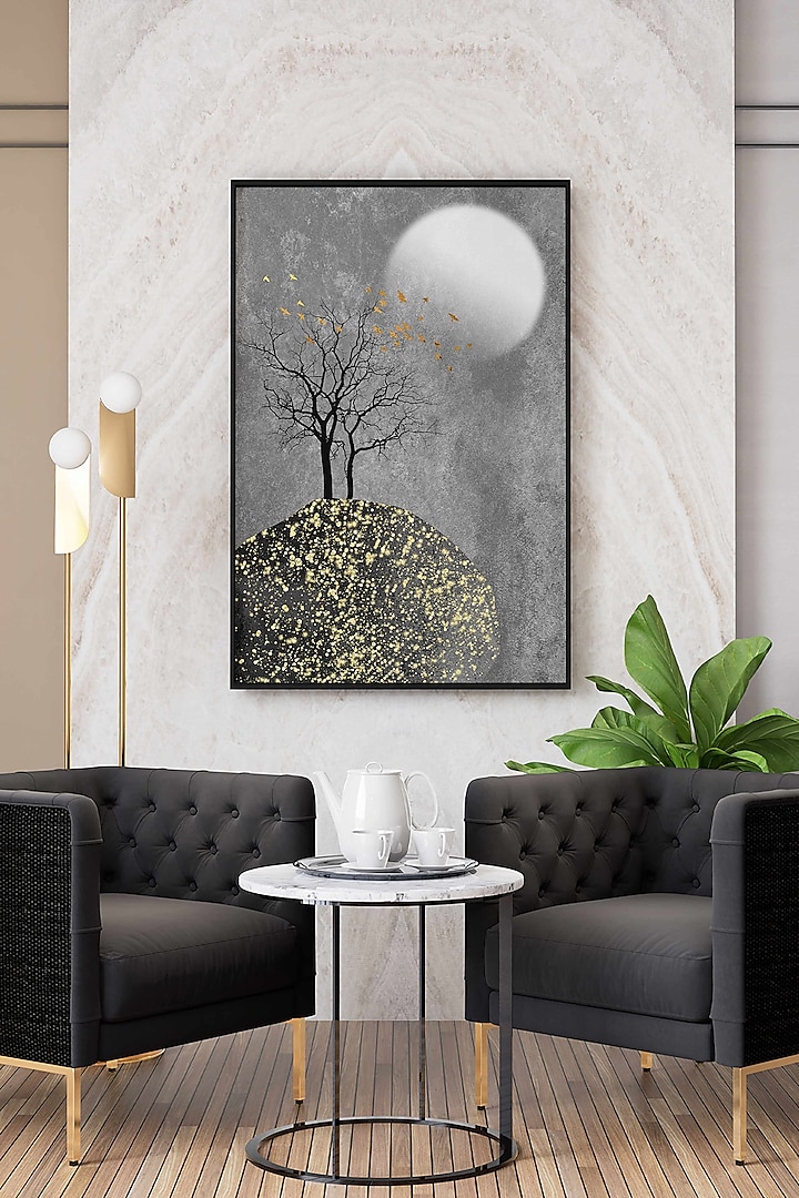 Grey Archival Paper Abstract Nature Painting by Krutik at Pernia's Pop Up Shop