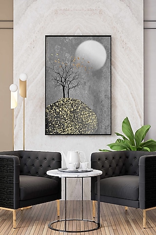 Grey Archival Paper Abstract Nature Painting by Krutik