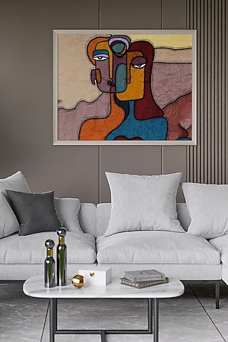 Multi-Colored Archival Paper Modern Abstract Facial Symphony Painting by Krutik