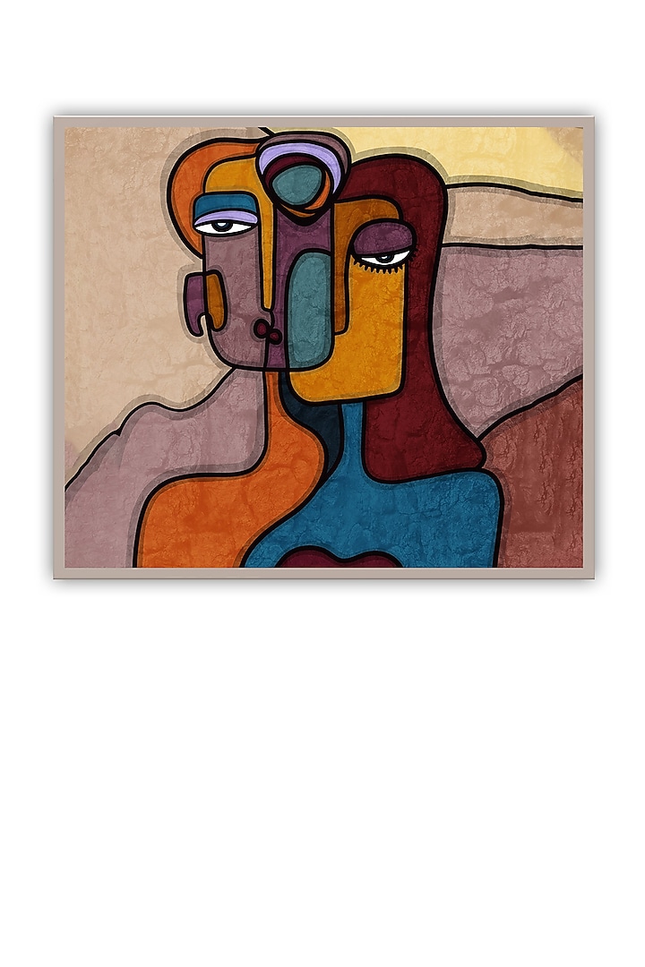 Multi-Colored Archival Paper Modern Abstract Facial Symphony Painting by Krutik at Pernia's Pop Up Shop