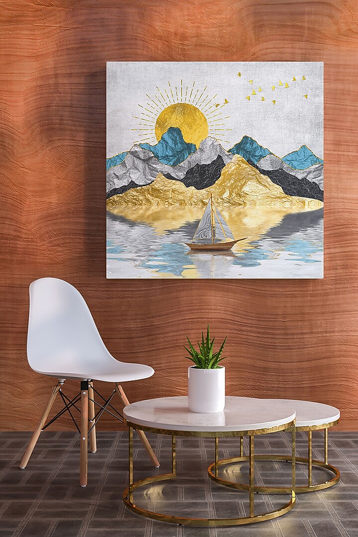 Multi-Colored Archival Paper Abstract Sailboat Landscape Painting by Krutik at Pernia's Pop Up Shop