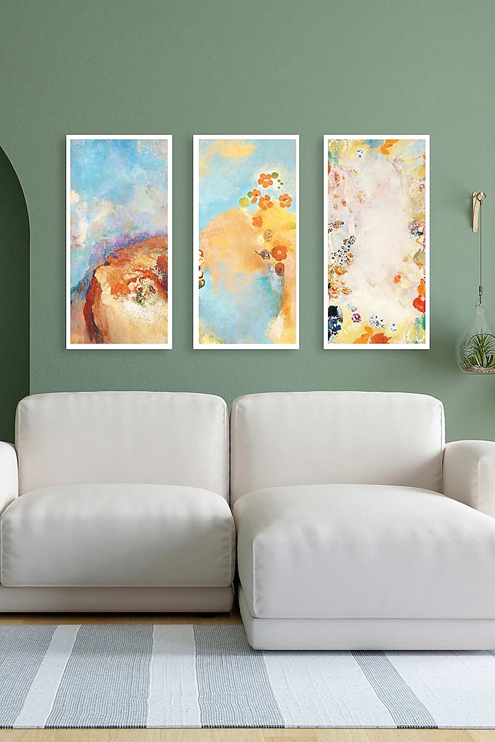 Multi-Colored Archival Paper Abstract Floral Painting (Set of 3) by Krutik