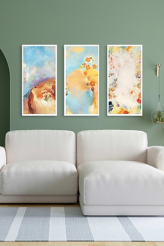 Multi-Colored Archival Paper Abstract Floral Painting (Set of 3) by Krutik