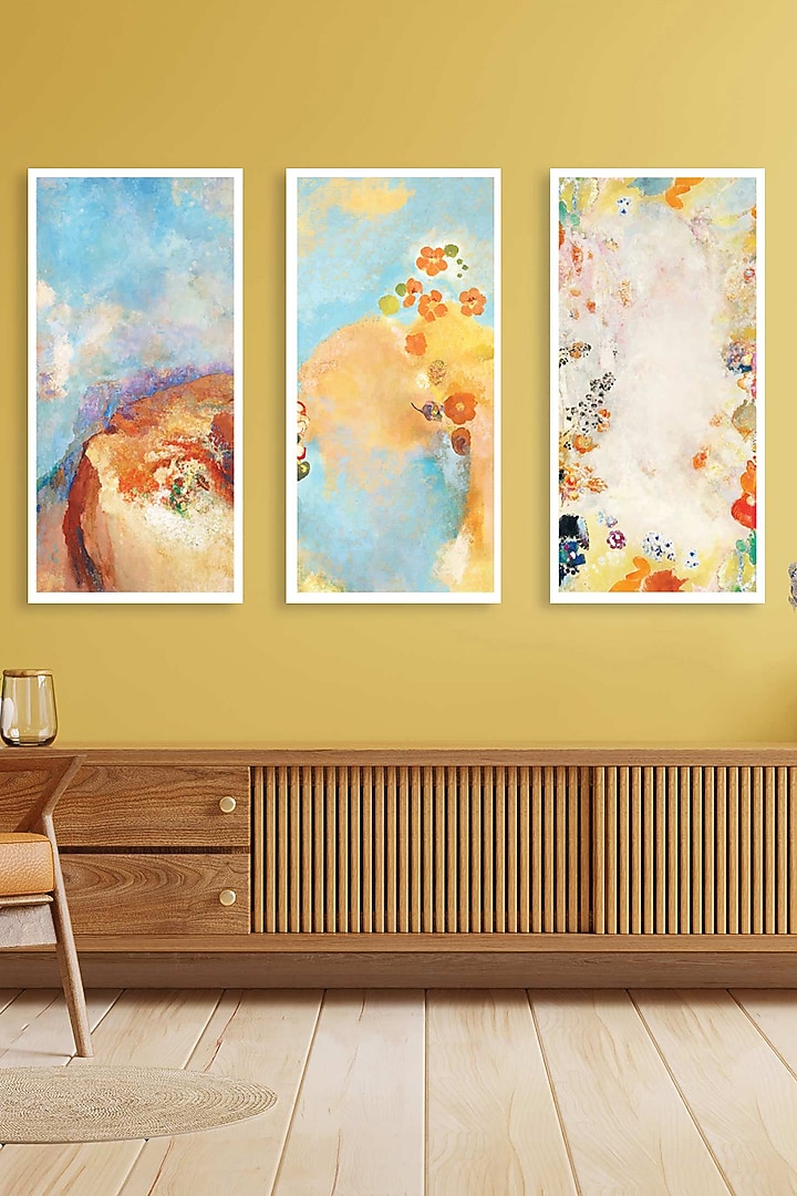 Multi-Colored Archival Paper Abstract Floral Painting (Set of 3) by Krutik at Pernia's Pop Up Shop