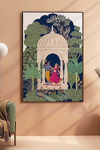 Green & Blue Cotton Pichwai Wall Art by Krutik