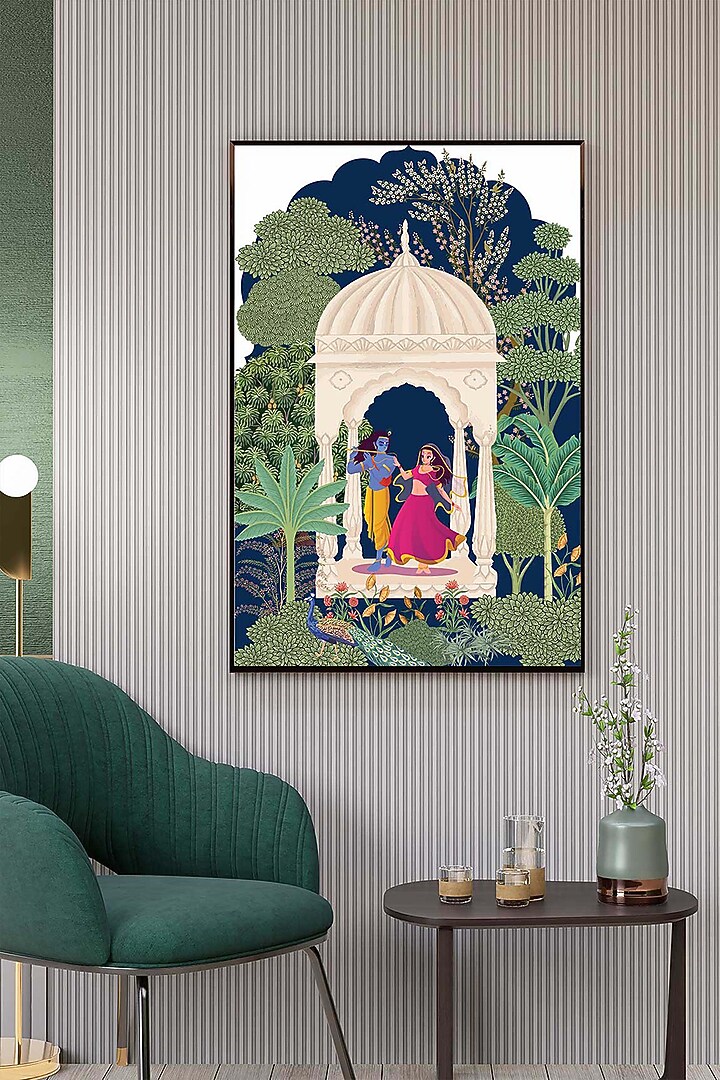 Green & Blue Cotton Pichwai Wall Art by Krutik at Pernia's Pop Up Shop
