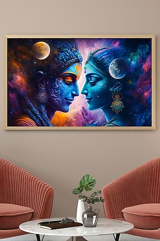 Multi-Colored Archival Paper Radha Krishna Wall Art by Krutik