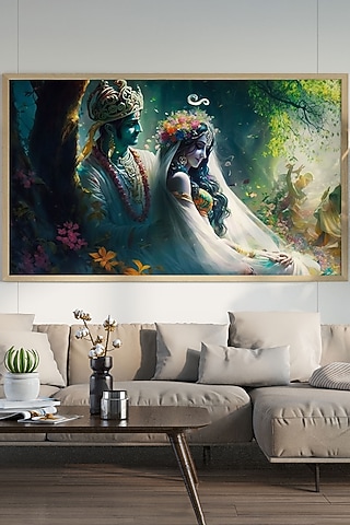 Multi-Colored Archival Paper Radha Krishna Wall Art by Krutik