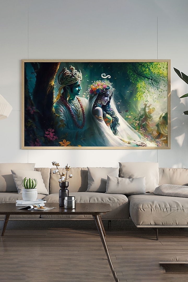 Multi-Colored Archival Paper Radha Krishna Wall Art by Krutik at Pernia's Pop Up Shop