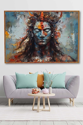 Multi-Colored Archival Paper Lord Shiva Wall Art by Krutik